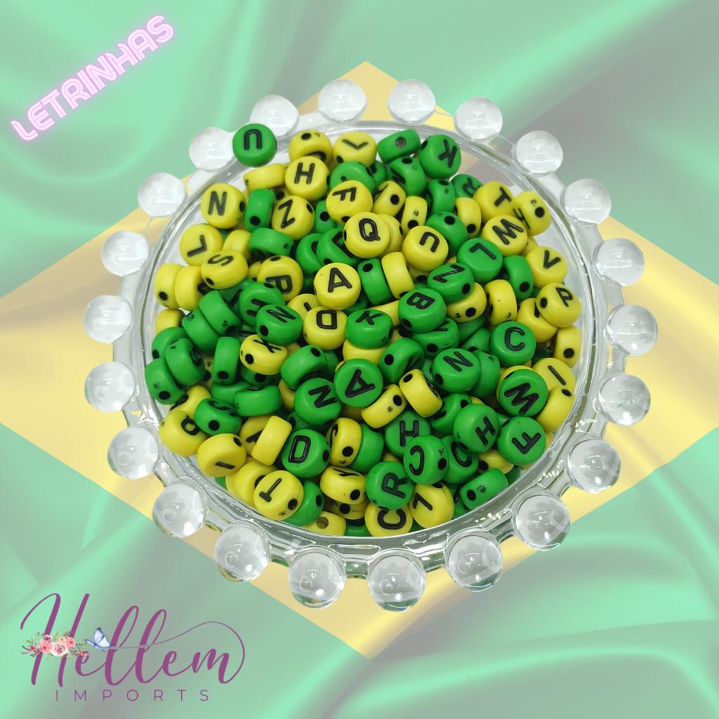 Mix Letra Copa Verde e Amarela 7mm -50 gramas | Shopee Brasil