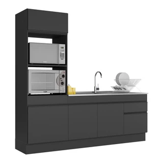 Armário de Cozinha Compacta com Rodapé Veneza Multimóveis MP2113.895 Preto