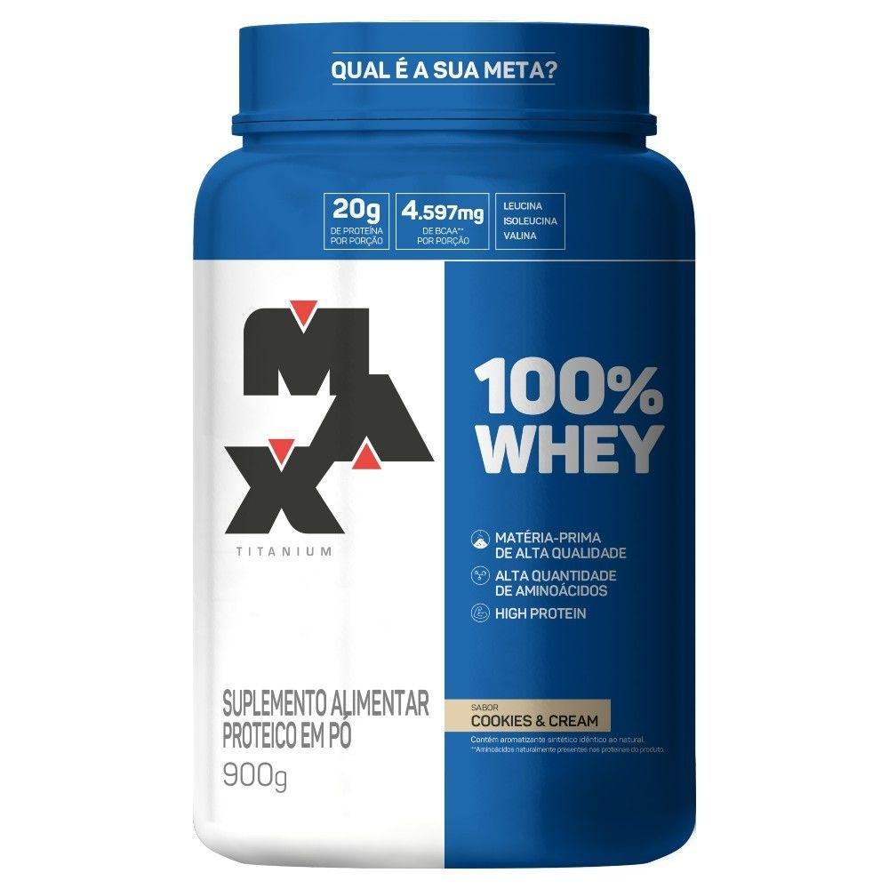 Suplemento Max Titanium 100% Whey Cookies & Cream Pote 900g