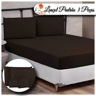 Jogo De Lencol Microfibra Casal Padrao 3 Pecas Marrom Escuro Liso