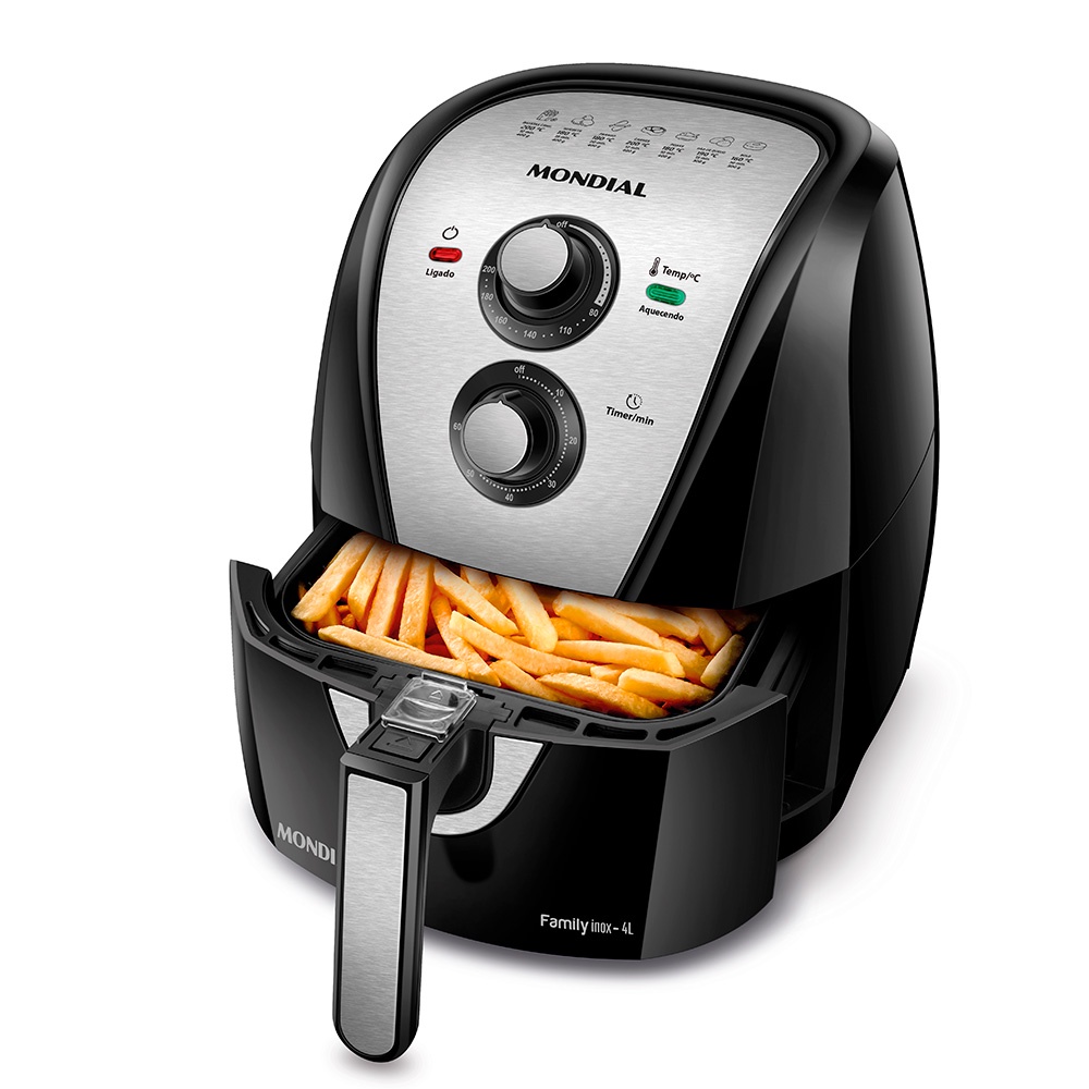 Air Fryer Mondial Fritadeira Elétrica 4 Litros AFN-40-BI Preto/Inox