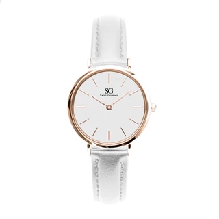 Relógio Feminino Branco Saint Germain Queens Rosé Gold 32mm - Fundo Branco