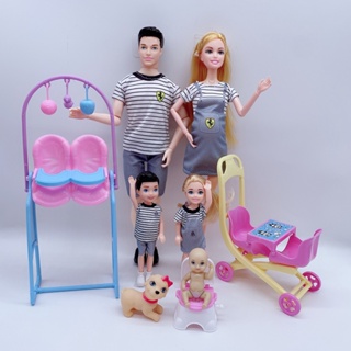 30cm Ken e Barbie Dolls Grávida com Barrigas Grandes, Família de 6