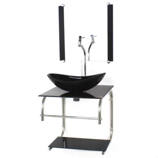 GABINETE DE VIDRO CUBA OVAL 40CM INOX MARMORE IMPERADOR COM TORNEIRA CROMADA