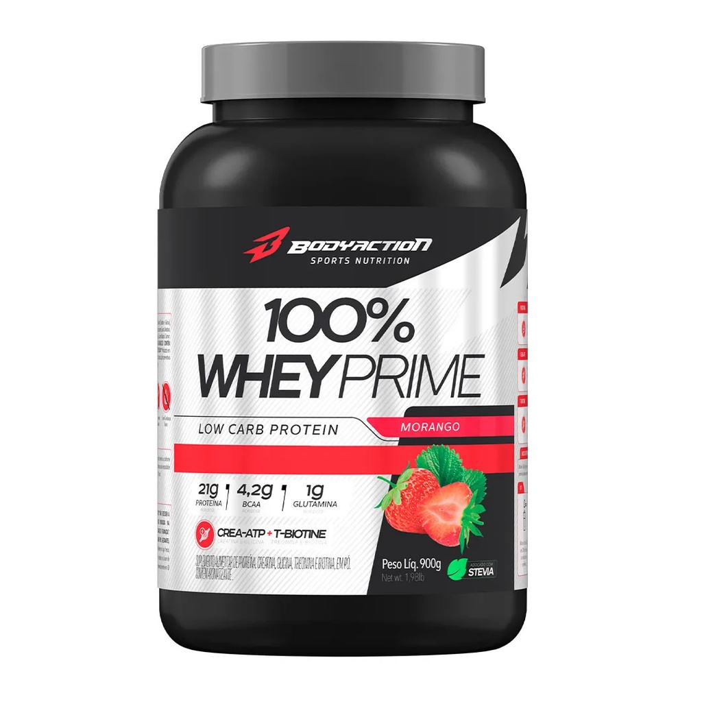 Whey Concentrado 100% prime – Bodyaction – 900g c/ Creatina e Glicina