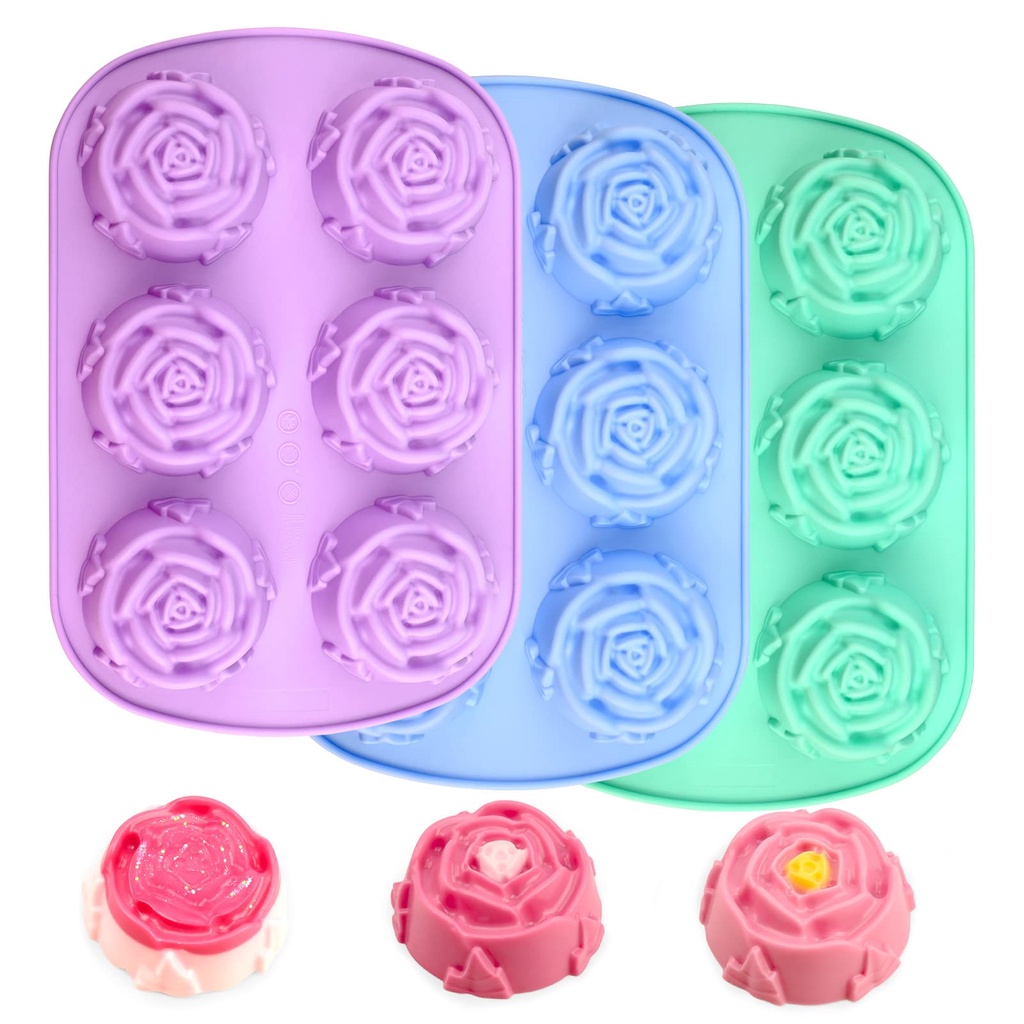 Moldes De Sabonete De Flor De Rosa Silicone 6 Cavidades Para Pudim De Geleia Feito À Mão