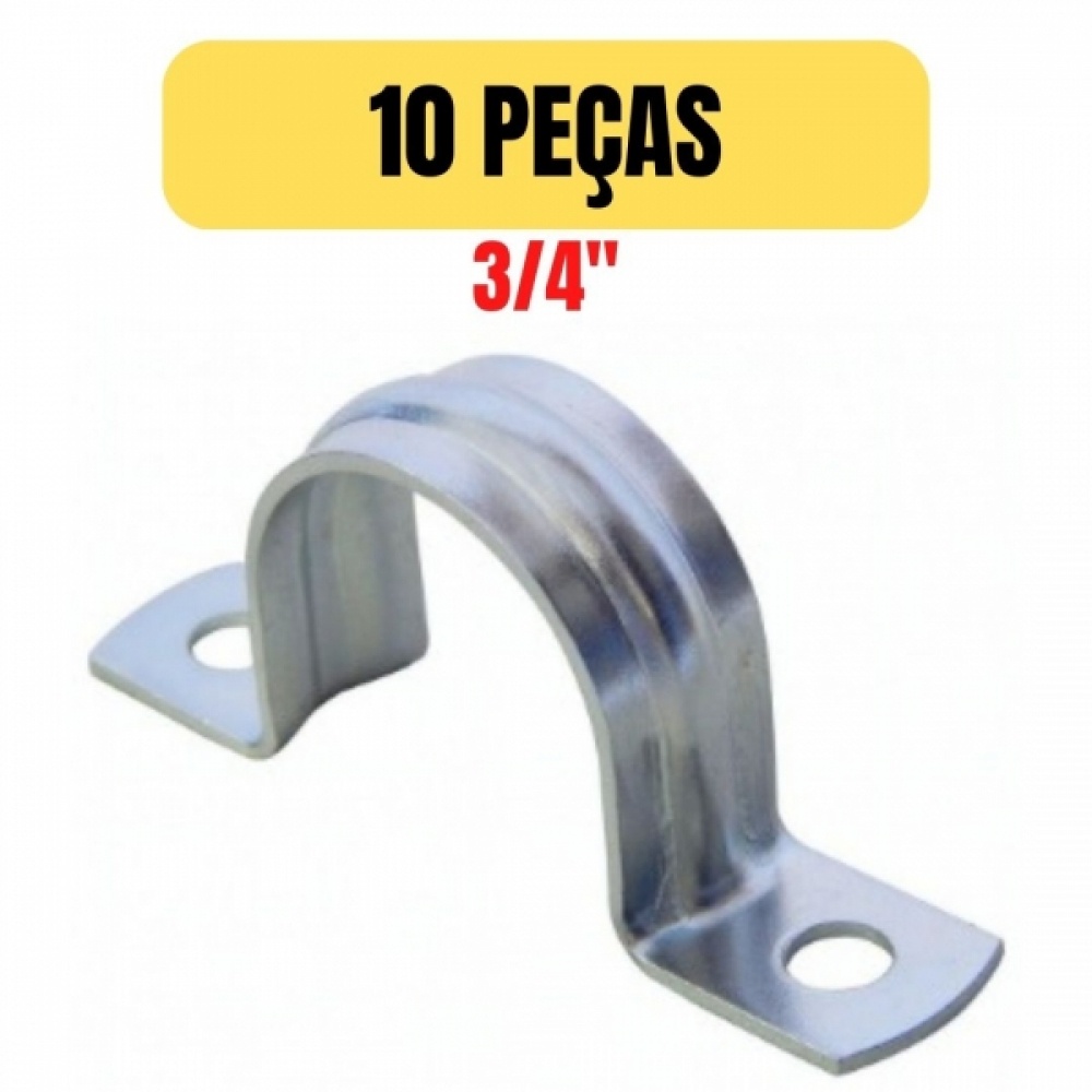 KIT 10 ABRACADEIRA TIPO U SIMPLES LEVE 3/4 POLEGADA