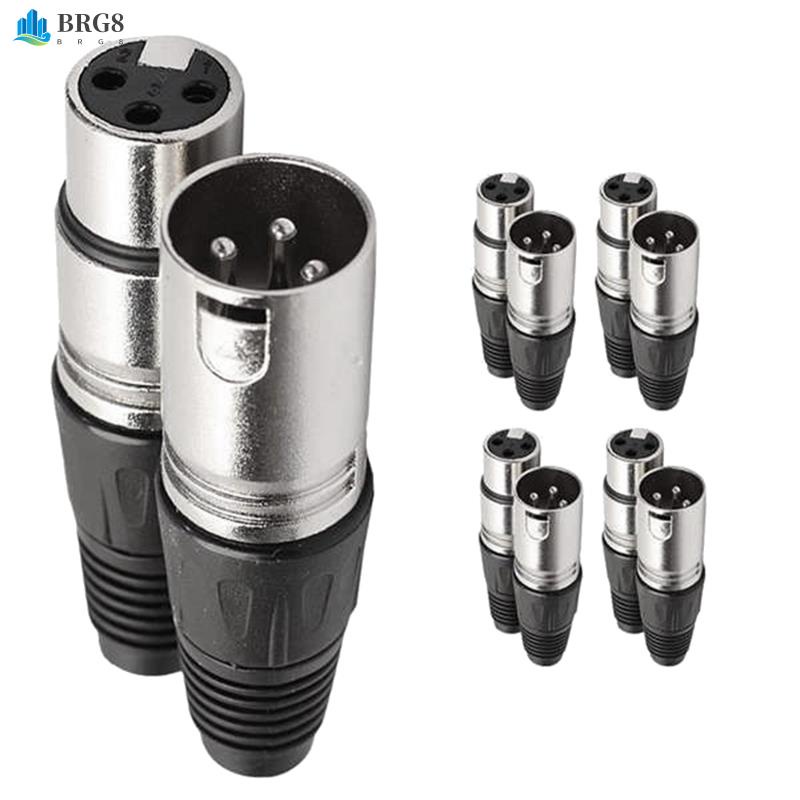 5 Pares 3 Pinos XLR Fêmea Microfone Masculino Cabo de Áudio Conector ...