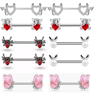 1.6 * 14MM 1Pair Fashion 316l Mamilo Cirúrgico De Aço Barbell Ring Bee Shape Nipple Piercing Sexy Jewelry For Women