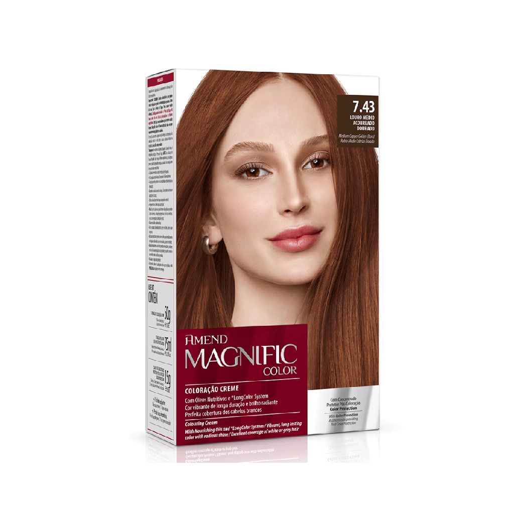Coloração 7.43 Louro Médio Acobreado Dourado Magnific Amend | Shopee Brasil
