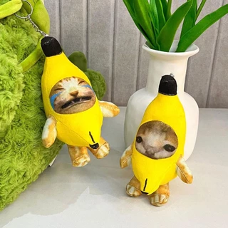 Chaveiro De Pelúcia De Gato Chorão Porta-Chaves De Banana Bonitinho Bolsa Escolar Pingente Infantil