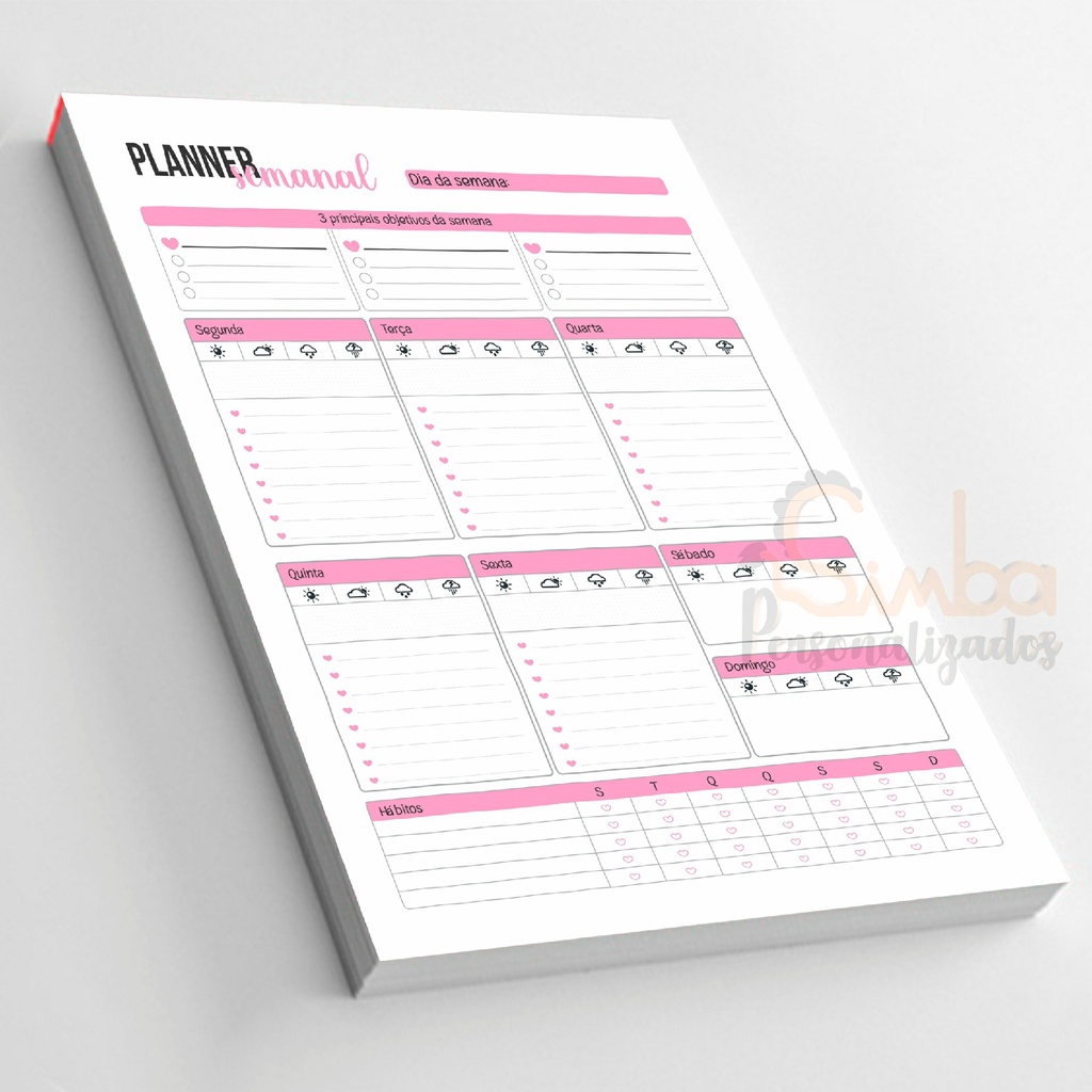 Kit Planner Semanal - Rosa 14x20cm 50fls | Shopee Brasil