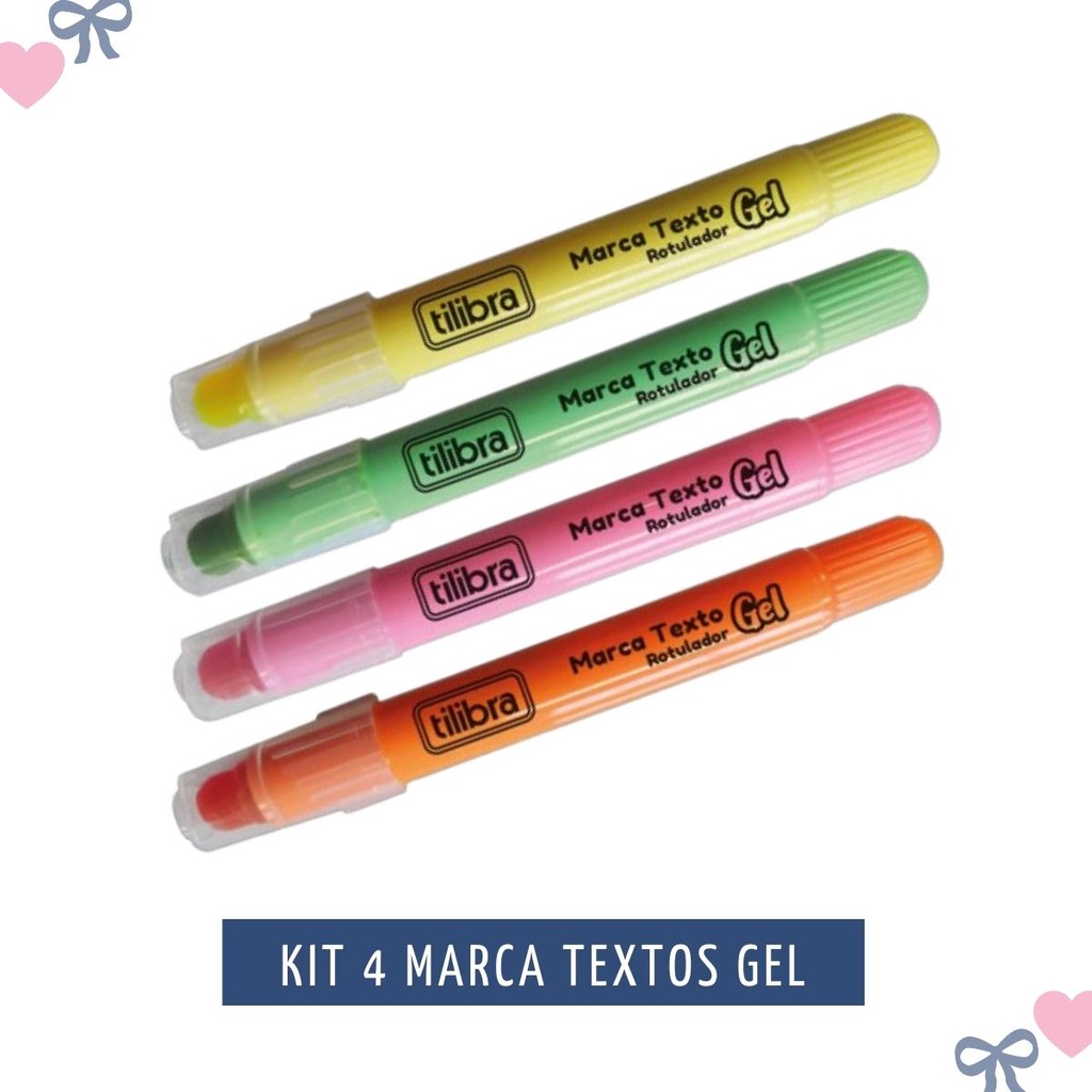Kit Marca Texto em Gel Tilibra 4 Cores Retratil | Shopee Brasil