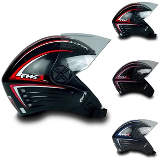 Capacete Aberto X Open Preto Com Vermelho Rosa Ou Azul FW3 Diversos Tamanhos E Viseira Transparente