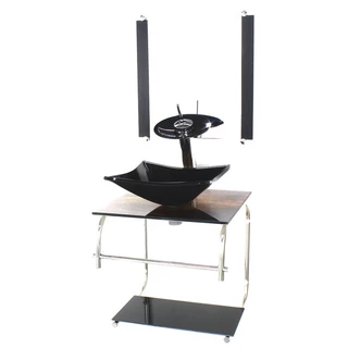 GABINETE 40CM DE VIDRO INOX CUBA QUADRADA MADEIRA RUSTICA