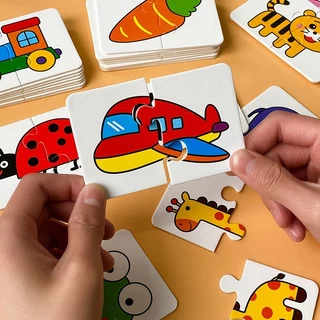 32PCS Montessori Toddler Card Matching Game , Brinquedos De Quebra-Cabeça Da Primeira Infância De Desenho Animado , Forma Colorida , Presente De Treinamento Cognitivo