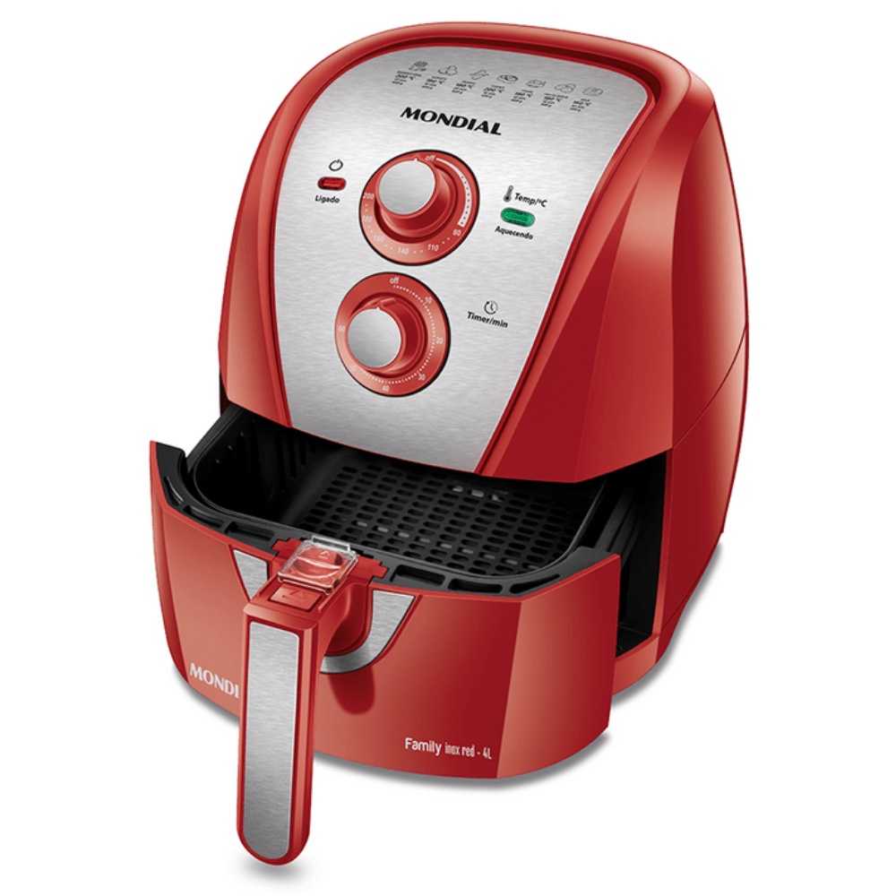 Fritadeira Elétrica Air Fryer Mondial 4L AFN-40 Vermelho/Inox