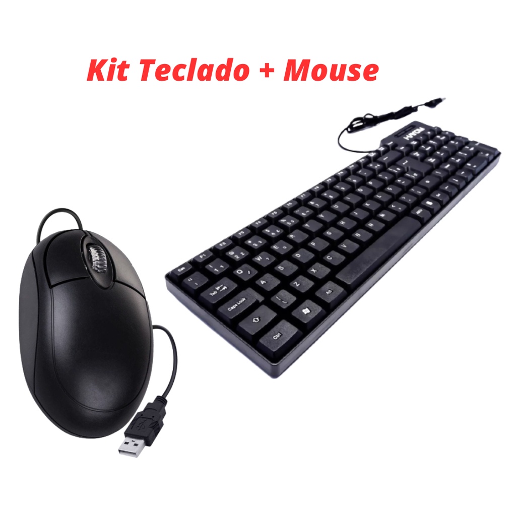 kit Teclado e Mouse USB Com Fio Computador Notebook | Shopee Brasil