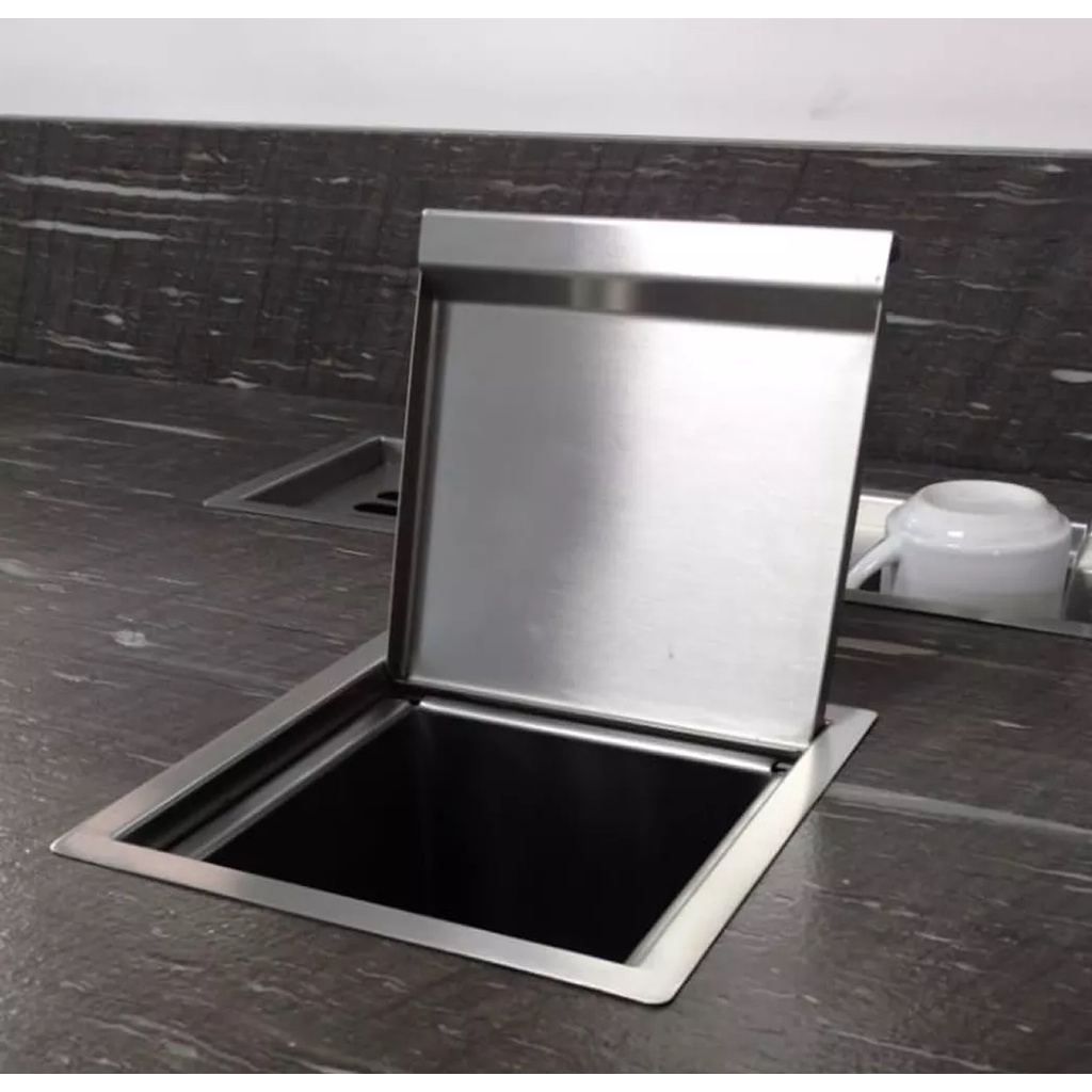 Lixeira em aço inox para pia embutida Quadrada Inox 4L De Bancada ...