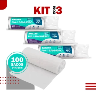 KIT 3 Saco de Lixo Para Pia Banheiro 300 un 3 Rolos 100 un