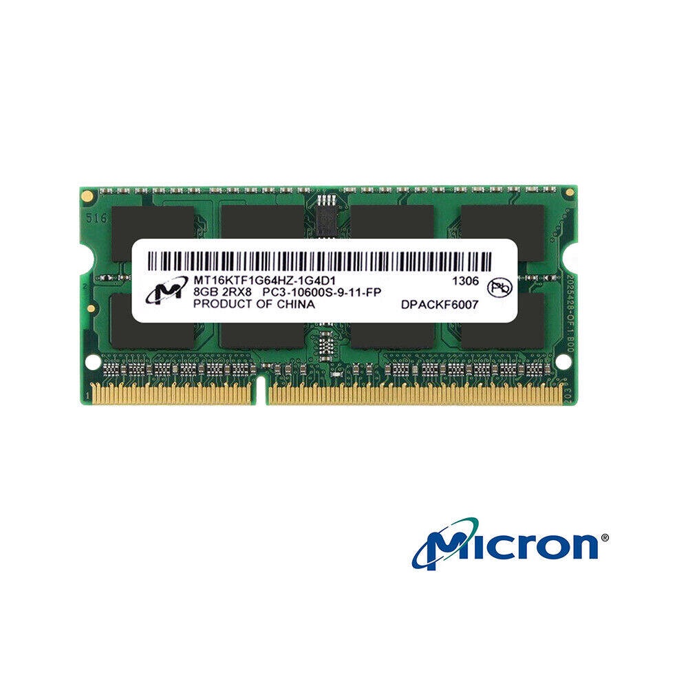 Micron 8GB 2Rx8 PC3-10600S DDR3 1333MHz 204Pin SODIMM Memória Para Notebook RAM