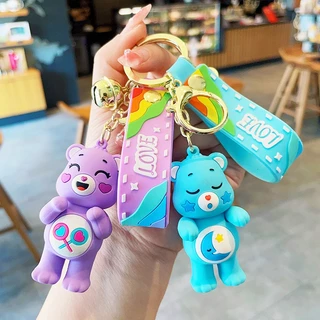 Cuidados Com O Urso Arco-Íris Porta-Chaves Bonito Pingente De Bolsa