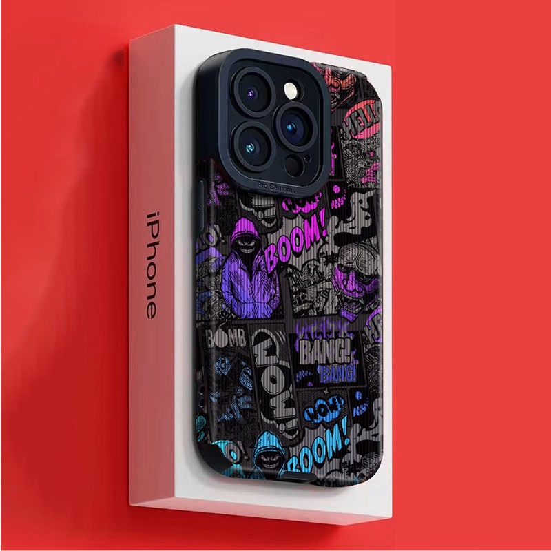 Capa Para Telefone Graffiti Premium Silicone Couro Quadrado Macia Compatível iPhone 11 12 13 pro Max Xs Xr X 7 8 Plus 13pro 13promax À Prova De Choque ip