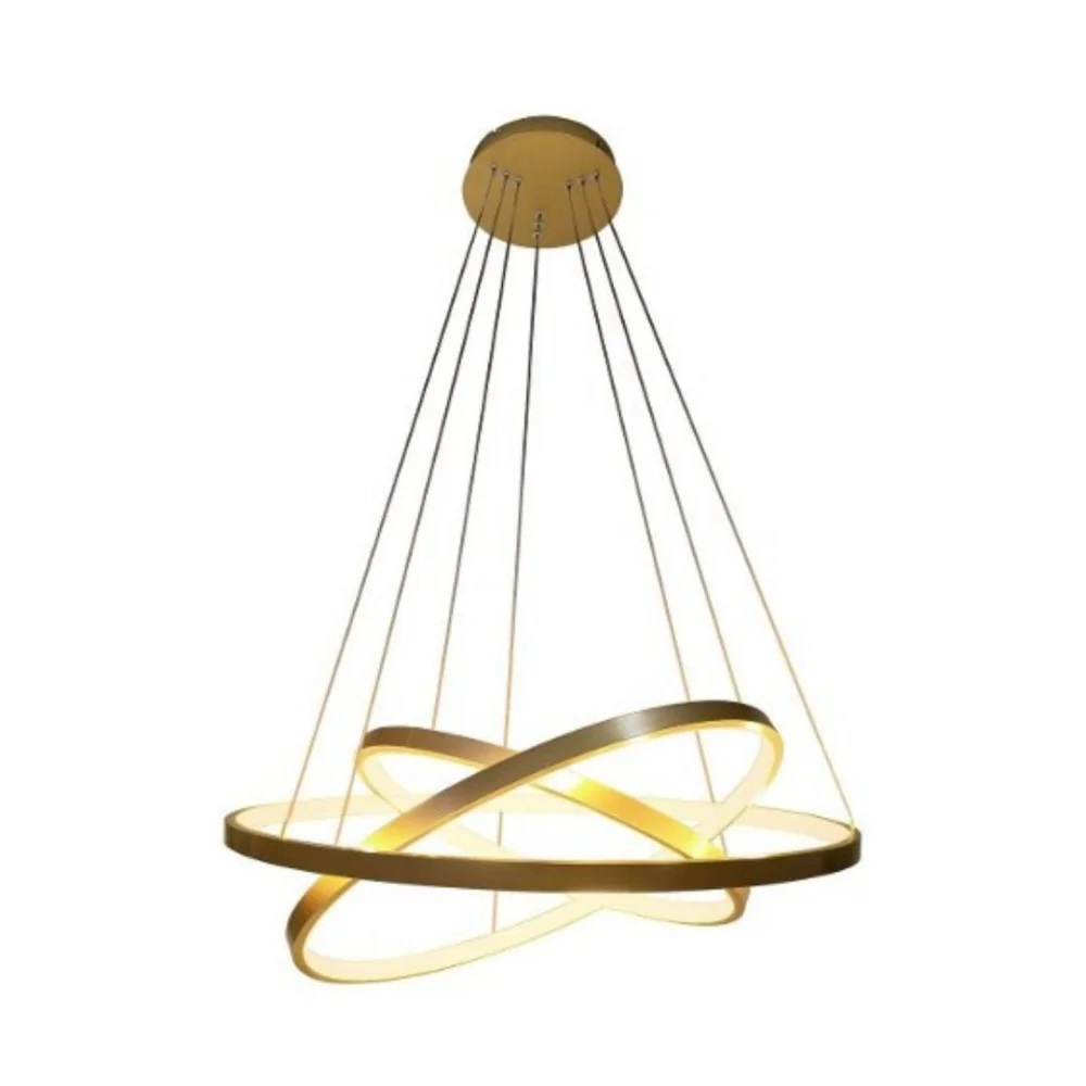 Lustre Dourado Led Moderno Pendente Anéis 3 Arco Aro Dourado Luxo