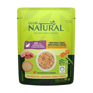 Ração Úmida Guabi Natural Gatos Carne, Frango e Vegetais 85g