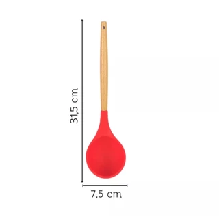 concha de silicone 30 Cm com cabo de madeira utensílios de cozinha