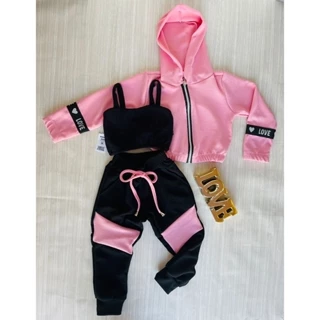 Conjunto infantil menina inverno 3 Pç Tam. 2 a 9 anos