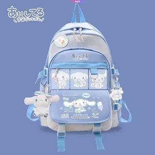 Novo Desenho Animado Anime Sanrio Cinnamoroll Mochila Para Crianças Escolar Girl Boy Blue Kawaii De Grande Capacidade Casais Chi [RAIN]