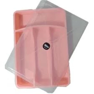 Porta Talher Plástico 4 Divisórias Organizador de Talheres em Cores Variadas 32x22x4cm