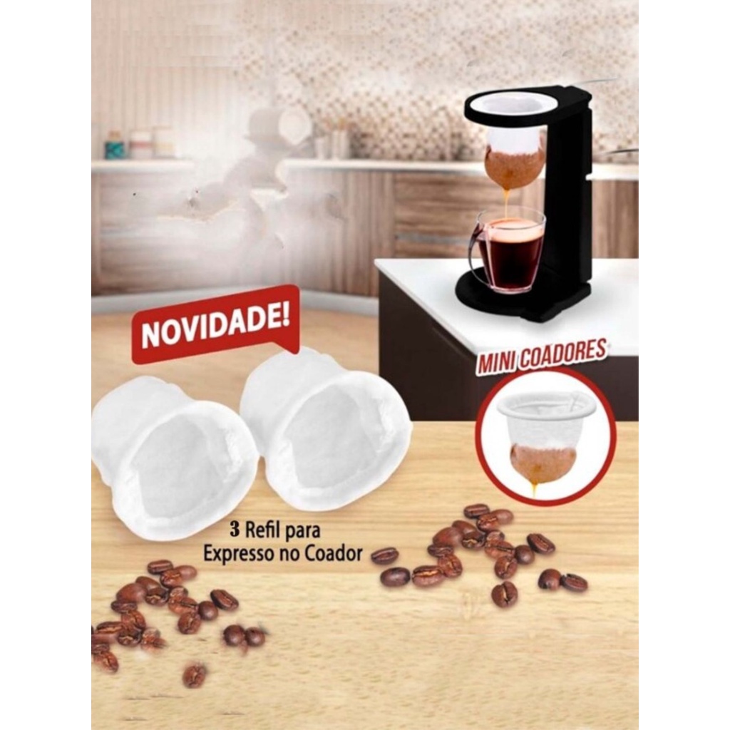KIT 3 Mini Coadores De Café Dobrável Com 1 Suporte Individual Expresso ...