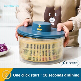 [lifelikestore.br] 3L USB Cesta De Drenagem Elétrica De Frutas Vegetais Salada Multifuncional Secador Para O Lar