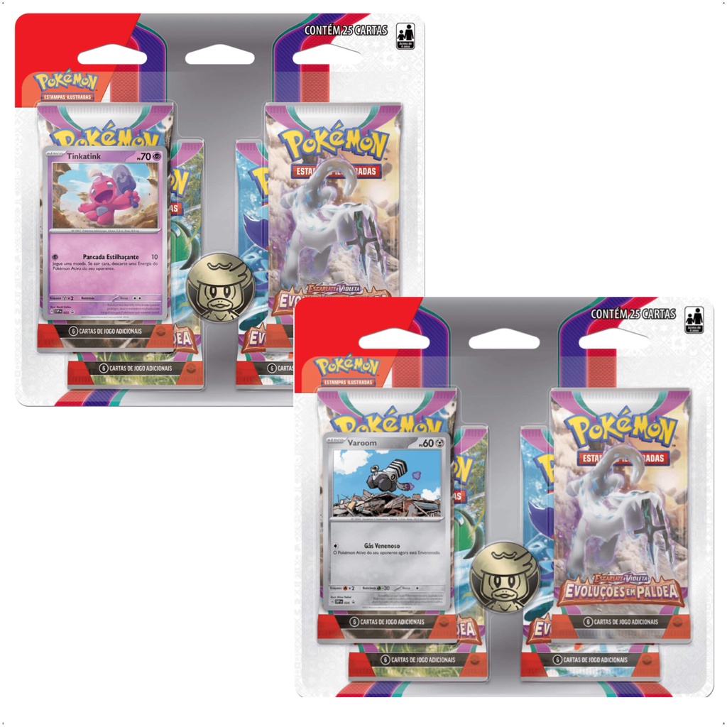 Pokemon TCG Estampas Ilustradas 2 Blisters Quadruplos Evoluções em Paldea Escarlate e Violeta 2 Copag - 33198