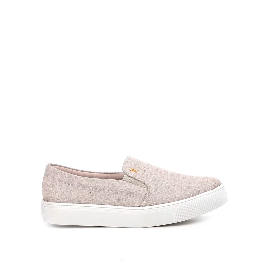 Slip On Santa Lolla Linho Natural Sola Baixa | Shopee Brasil