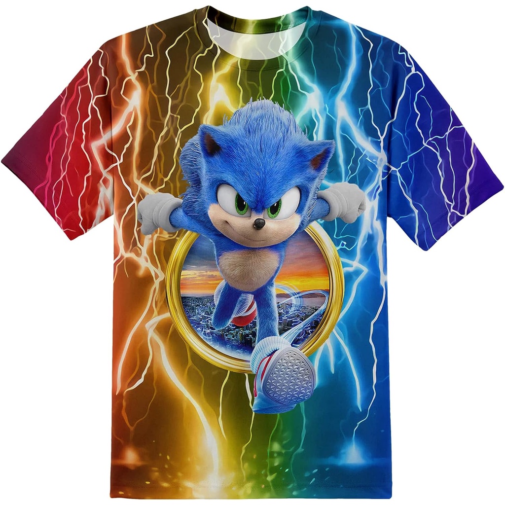 Sonic the Hedgehog Meninos Meninas Camisetas Anime Desenhos Animados Camisetas 3D Impressão Do Jogo Camisas Verão Novo