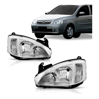 PAR FAROL CORSA MONTANA 2003 ATÉ 2007 MÁSCARA CROMADA