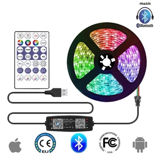 WS2812B Fita Led RGB Inteligente WS2812 30/60/144Pixels/m USB Com Luz Endereçável Individualmente Kit De Controle De Música Bluetooth DC5V