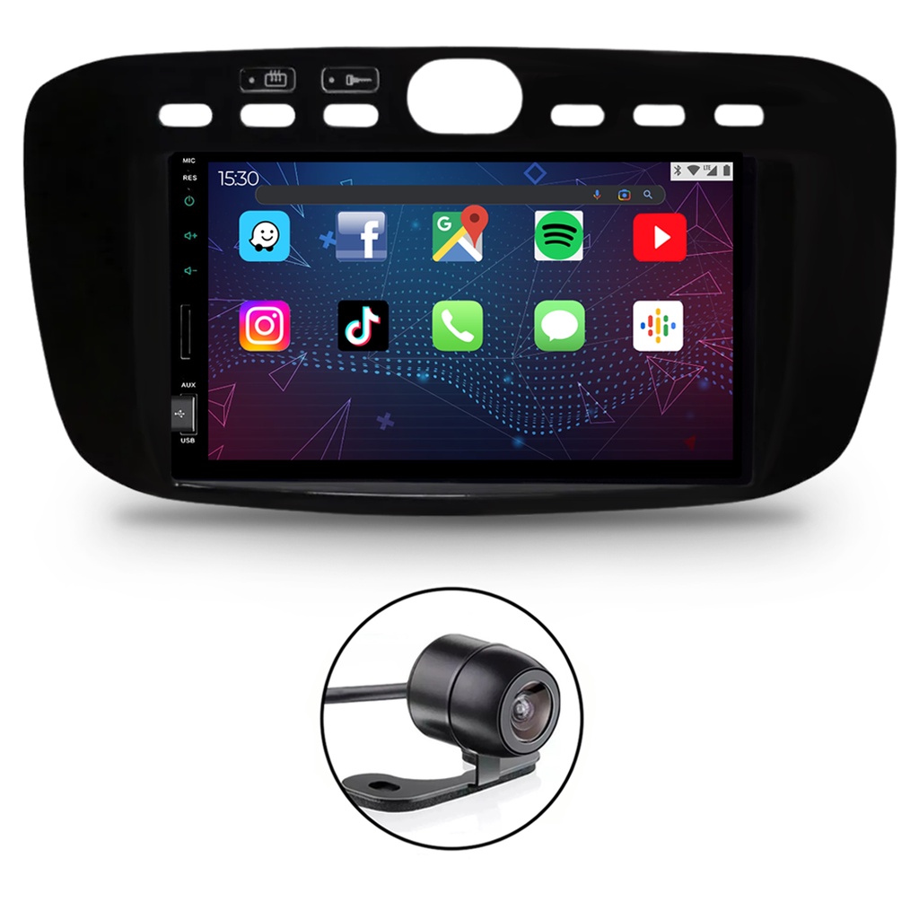 KIT Central Multimídia Chevrolet Onix 2013 a 2019 7 Polegadas Espelhamento  iOS Android Bluetooth USB SD Fm + Câmera de Ré 