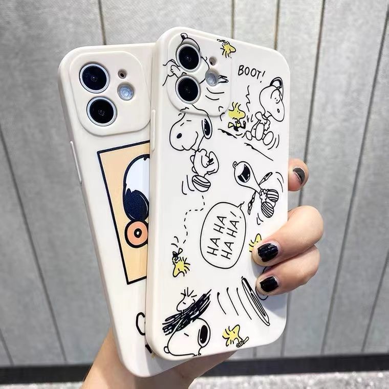 Desenho Animado Anime Snoopy Capa De Silicone Para Telefone iPhone 14 Pro Max 13 12 Mini 11 XS XR X 8 7 Plus 6S 6 SE Protetora Anti-Colisão Com Tudo Incluído