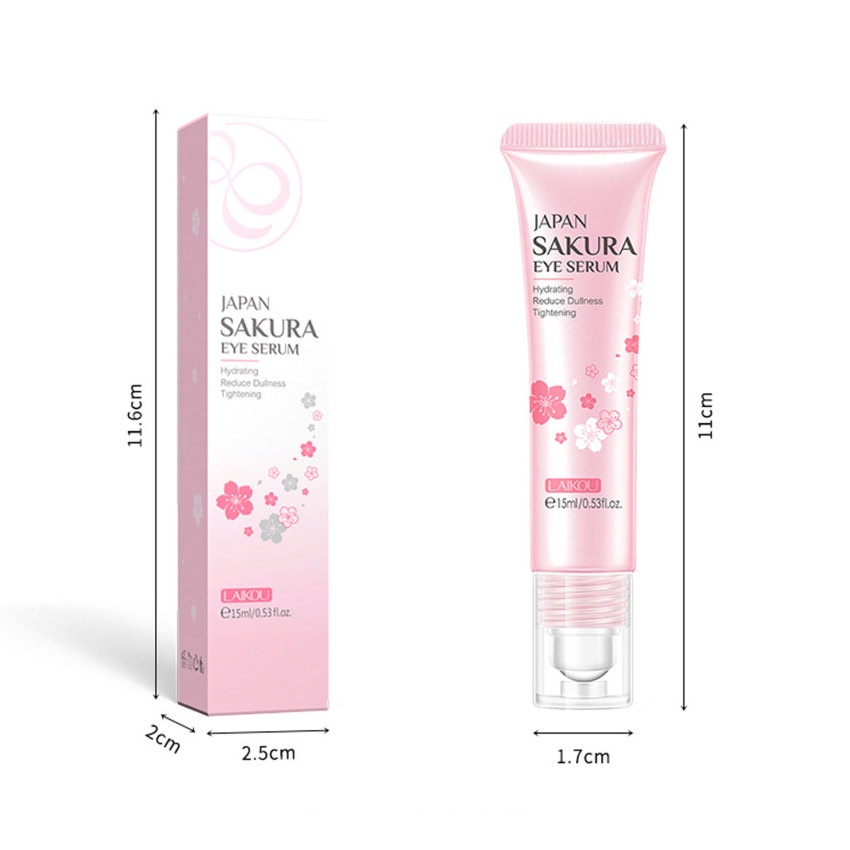 Imagem do produto LAIKOU Sakura Soro Para Os Olhos Massagem De Rolo De Vitamina C Ácido Hialurônico Cuidados Com A Pele Bolsas Creme Hidratante Círculos Escuros 15ml 1