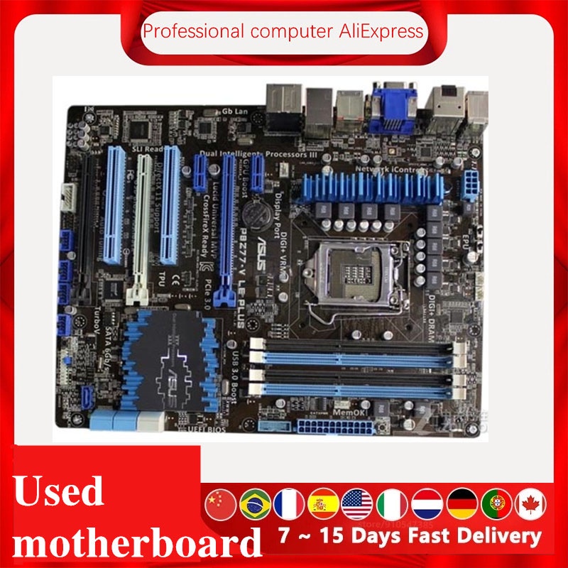 ASUS P8Z77-V LE PLUS LGA 1155 DDR3 placa-mãe de computador para Intel Z77 P8Z77 Área de trabalho principal SATA II PCI-E X16 usado 9SMT DVLR Z0EX