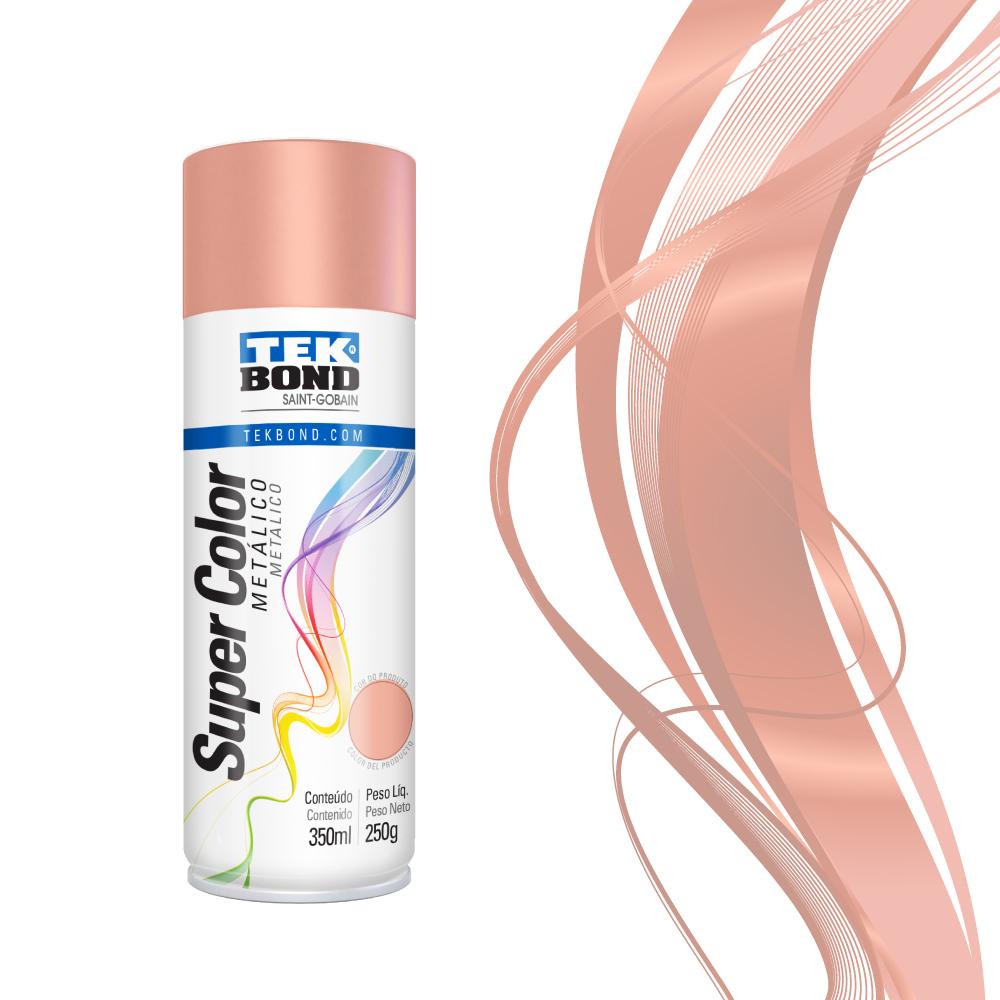 Tinta spray metálico rose gold 350ml 250g - tekbond