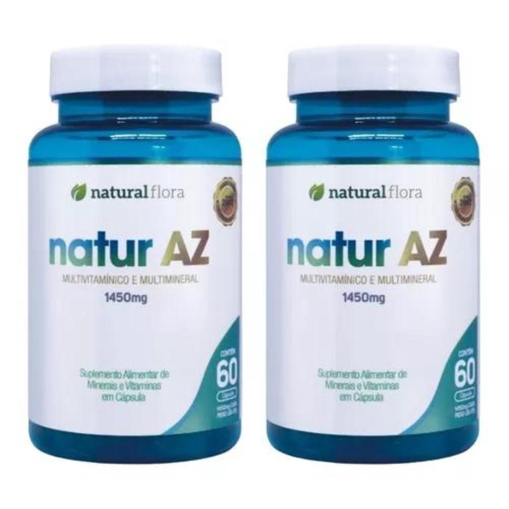 Kit 2 Vitamina Natur AZ 1450mg 60 Caps Multivitamínico multimineral ...