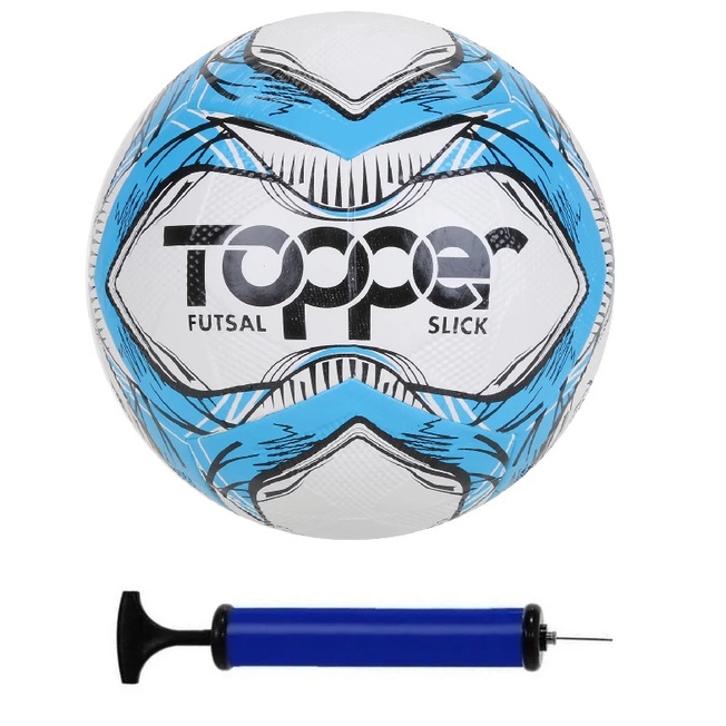 Bola Futsal Topper Slick Azul + Bomba de Ar