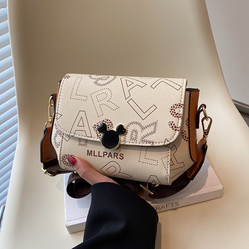 2023 Nova Moda Mickey Headwear All-Match One-Shoulder Saco De Deusa De Corpo Cruzado