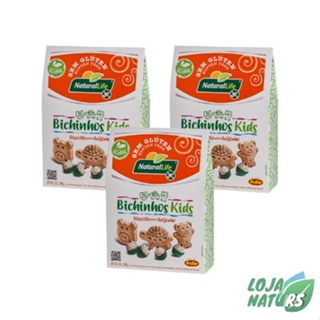 KIT 3 Unidades Biscoito Bichinhos Kids Vegano Sem Glúten 80g - Natural Life