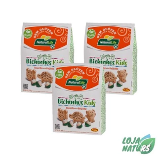 KIT 3 Unidades Biscoito Bichinhos Kids Vegano Sem Glúten 80g - Natural Life